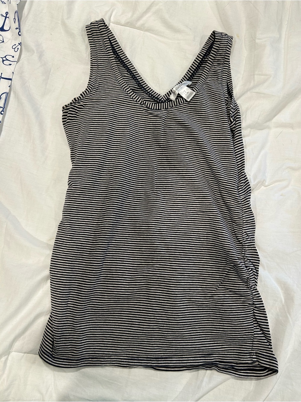 Striped Navy & White Women's maternity tank top